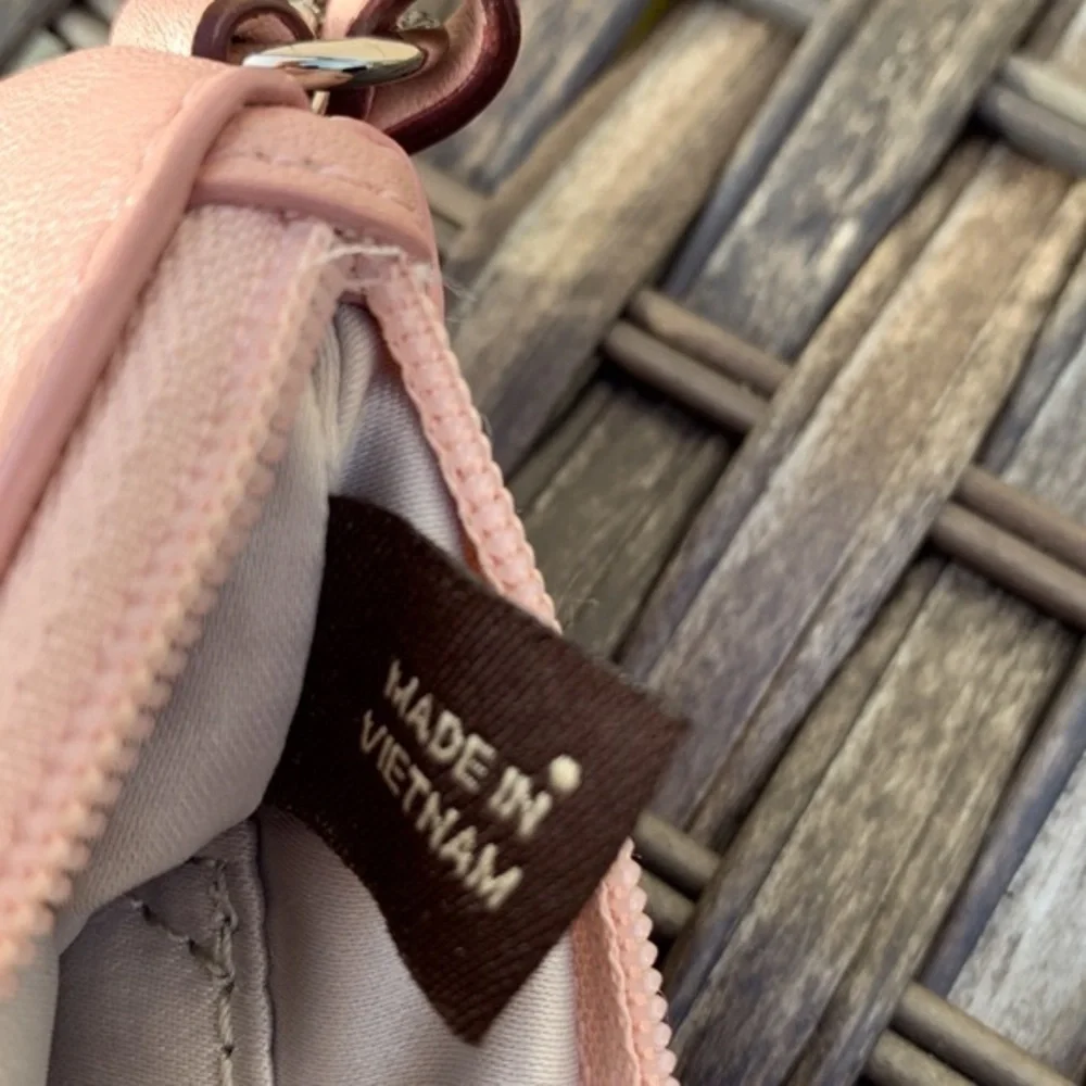 COACH Pearlescent Pale Pink Large Leather Wristlet